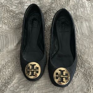 Tory Burch Quilted Black Reva Flats 7M